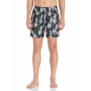 Cubavera Men's Signature Print Swim Trunk, Jet Black, Medium for $34