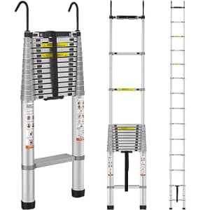 VEVOR Telescoping Ladder, 18.5 FT Aluminum One-button Retraction Collapsible Extension Ladder, 400 for $139 VEVOR Telescoping Ladder, 18.5 FT Aluminum One-button Retraction Collapsible Extension Ladder, 400 for $139