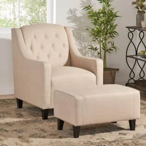 Noble House Elaine Tufted Club Chair and Ottoman Set for $148