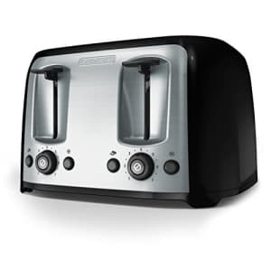 Black + Decker BLACK+DECKER 4-Slice Toaster, Classic Oval, Black with Stainless Steel Accents, TR1478BD for $24 Black + Decker BLACK+DECKER 4-Slice Toaster, Classic Oval, Black with Stainless Steel Accents, TR1478BD for $24