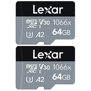 Lexar LMS1066064G-BNANU 1066x MicroSDXC Memory Card with Adapter 64GB 2 Pack for $25