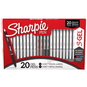 Sharpie S-Gel 0.7mm Medium Tip Pens 20-Pack for $16 Sharpie S-Gel 0.7mm Medium Tip Pens 20-Pack for $16