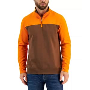 Club Room Men's Colorblocked Quarter-Zip Fleece Sweater for $14