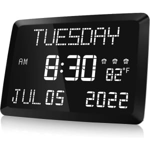 Raynic 11.5" Digital Calendar Clock with Temperature for $39