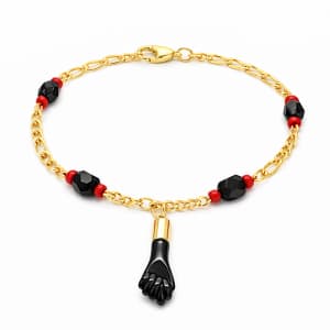 Unisex 18K Gold Filled Evil Eye & Azabache Figa Protection Bracelet for $14