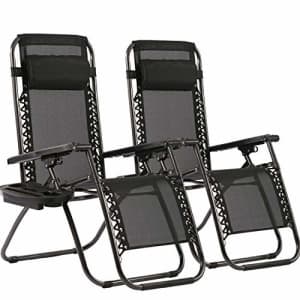 FDW Zero Gravity Chairs Patio Chairs Lawn Lounge Chair Patio Set of 2 with Pillow and Cup Holder Patio for $60