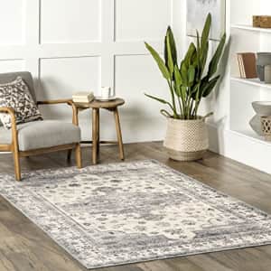 nuLOOM 5x8 Machine Washable Rain Haven Vintage Medallion Area Rug, Light Grey, Traditional Faded for $60 nuLOOM 5x8 Machine Washable Rain Haven Vintage Medallion Area Rug, Light Grey, Traditional Faded for $60