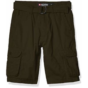 Southpole - Kids Boys' Big Belted Ripstop Basic Cargo Shorts, Olive As, 12 for $18