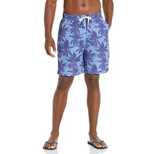 LRG Men's Logo Casual Drawstring Waist Shorts with Pockets, Light Blue/Palm, Small for $10