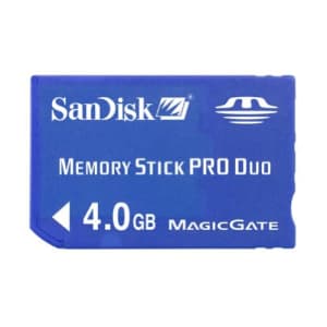SanDisk 4GB Memory Stick PRO Duo Flash Memory Card SDMSPD-4096-B35- Retail packaging for $36