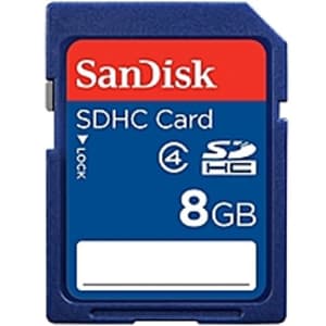 SanDisk 8GB SD Class 4 Card, Blue for $8