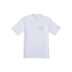Billabong mens Classic Short Sleeve Loose Fit Rashguard Rash Guard Shirt, White Rotor, Small US for $25