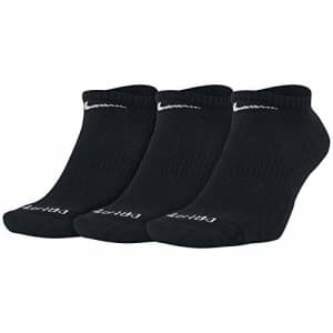 Nike Everyday Plus Cushion Training No-Show Socks 3-Pack(Black,Large) for $15