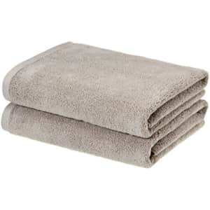 Amazon Basics - 2 Piece Quick-Dry Oversize Bath Towel, 100% Cotton, Platinum, 54" x 30" for $18