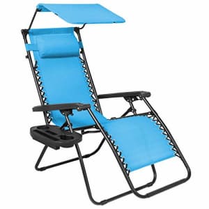 Best Choice Products Folding Zero Gravity Outdoor Recliner Patio Lounge Chair w/Adjustable Canopy for $52