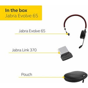 Jabra Evolve 65 MS Teams Wireless Headset, Mono Includes Link 370 USB Adapter Bluetooth Headset for $182
