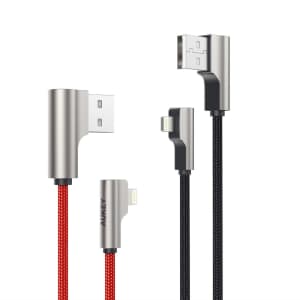 Aukey 90-Degree 1-Meter Lightning Data Cable 2-Pack for $10