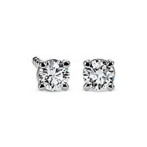 Blue Nile 1/5-TCW Diamond Stud Earrings in 14K White Gold for $220
