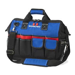 WORKPRO 18-inch Tool Bag Close Top Wide Mouth Storage with Sturdy Waterproof Base & Adjustable for $55