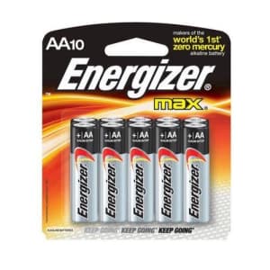 Energizer Max AA Batteries, 1.5 volt Alkaline, Pack of Ten for $9 Energizer Max AA Batteries, 1.5 volt Alkaline, Pack of Ten for $9
