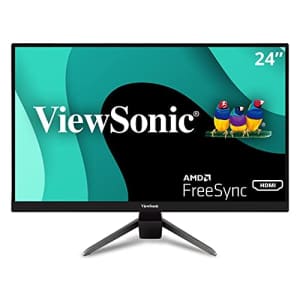 ViewSonic VX2467-MHD 24 Inch 1080p Gaming Monitor with 75Hz, 1ms, Ultra-Thin Bezels, FreeSync, Eye for $105