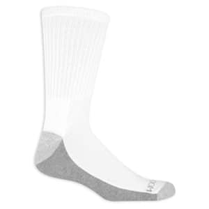 Fruit of the Loom mens 12 Pair Pack Dual Defense Cushioned Socks, White With Grey Sole, 6.5-12 US for $12