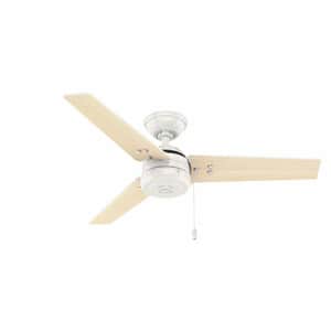 Hunter Cassius Indoor / Outdoor Ceiling Fan with Pull Chain, 44", Fresh White for $95