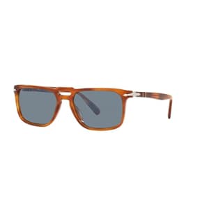 Persol PO3273S Rectangular Sunglasses, Terra Di Siena/Light Blue, 55 mm for $293