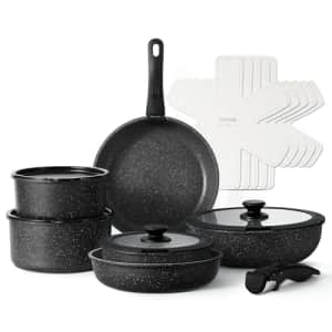 CAROTE 17pcs Pots and Pans Set Detachable Handle, Nonstick Cookware Set with Removable Handle,RV for $80