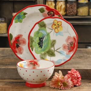 The Pioneer Woman Vintage Bloom Red 12-Piece Dinnerware Set for $30