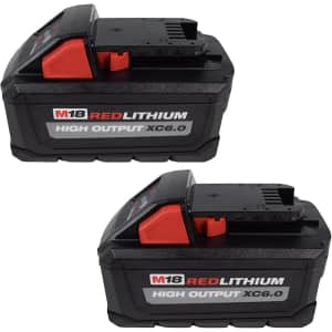 Milwaukee M18 Redlithium High Output XC6.0 Battery 2-Pack for $130