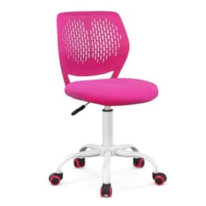 Giantex Office, Small Armless Task Hollow-Out Back, Upholstered Mesh Seat, Sturdy Construction, for $50