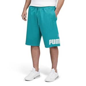 PUMA Men's Tall Size Essentials Big Logo Fleece 10" Shorts, Deep Aqua, X-Large for $21