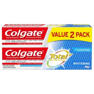 Colgate Total Whitening Toothpaste 9.6-oz 2-Pack for $7