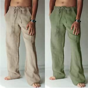Men's Casual Linen Pants for $8