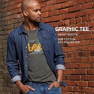 Lee Jeans Lee Men's Short Sleeve Graphic T-Shirt, Gradient Box Logo-Heather Harbor, XX-Large for $17