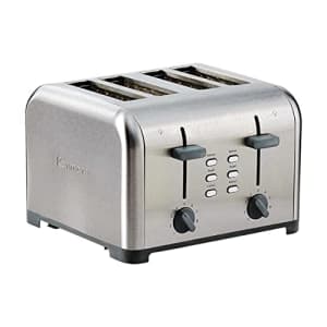 Koolatron Kenmore 4-Slice Toaster, Stainless Steel, Dual Controls, Extra Wide Slots, Bagel and Defrost for $57