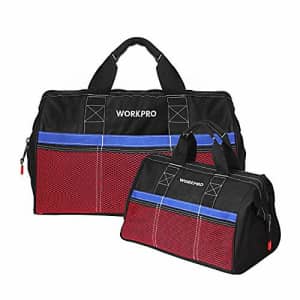 WORKPRO Tool Bag, 13-inch & 18-inch Tool Storage Bag, Zip-Top Wide Mouth Tool Tote Bag for $32