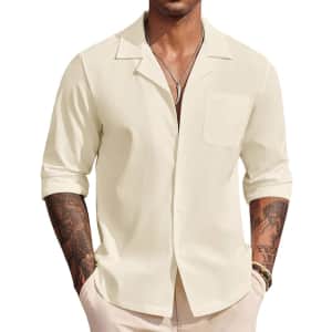 Men's Casual Long Sleeve Button-Up Shirt for $10