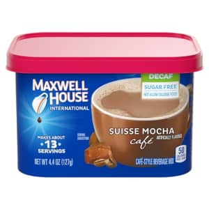 Maxwell House International Sugar-Free Suisse Mocha Caf-Style Decaf Instant Coffee Beverage Mix, for $5