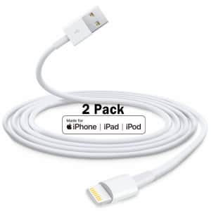 Cabepow 6-Ft. MFi Certified Lightning Cable 2-Pack for $4 Cabepow 6-Ft. MFi Certified Lightning Cable 2-Pack for $4