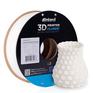 Inland 1.75mm ABS 3D Printer Filament, Dimensional Accuracy +/- 0.03 mm - 1kg Cardboard Spool (2.2 for $19