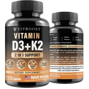 Vitboost Vitamin D3 K2 Complex 120 Capsules for $8 Vitboost Vitamin D3 K2 Complex 120 Capsules for $8
