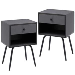 VECELO Nightstand 2-Tier Modern Night Stand/Side Table with Drawer and Open Storage Compartment, for $86