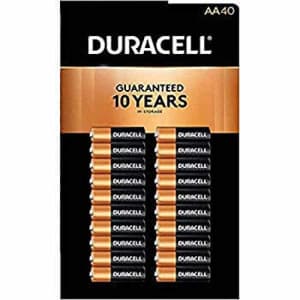 Duracell MN1500 Duralock Copper Top Alkaline AA Batteries - 40 Pack for $24
