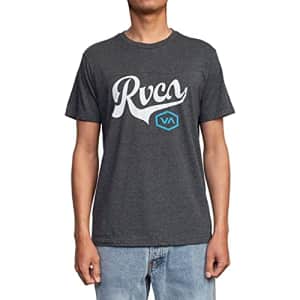 RVCA Men's Premium Red Stitch Short Sleeve Graphic Tee Shirt, Script HEX/Black, Small for $20