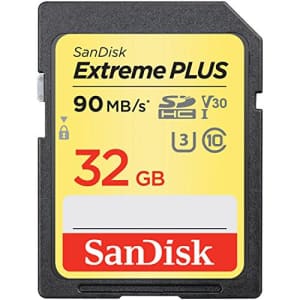 SanDisk Extreme PLUS 32GB SDHC UHS-I/V30/U3/Class 10 Card - Up to 90MB/s Read & 60MB/s Write Speed for $53