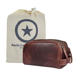 Aaron Leather 10" Premium Leather Dopp Kit / Toiletry Bag for $32
