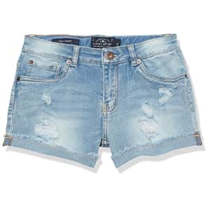 Lucky Brand Girls' Cuffed Jean Shorts, Stretch Denim with 5 pockets, Mid to High Rise Waist, Ronnie for $27