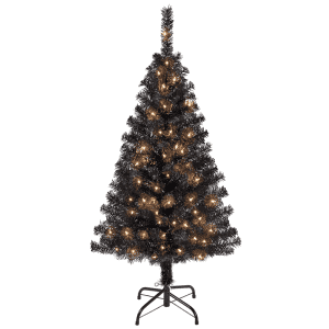 Smile Mart 4-Foot Pre-Lit Artificial Black Halloween Tree for $19